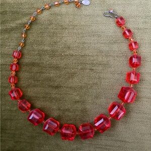 Tarina Tarantino Orange Lucite Cube Necklace